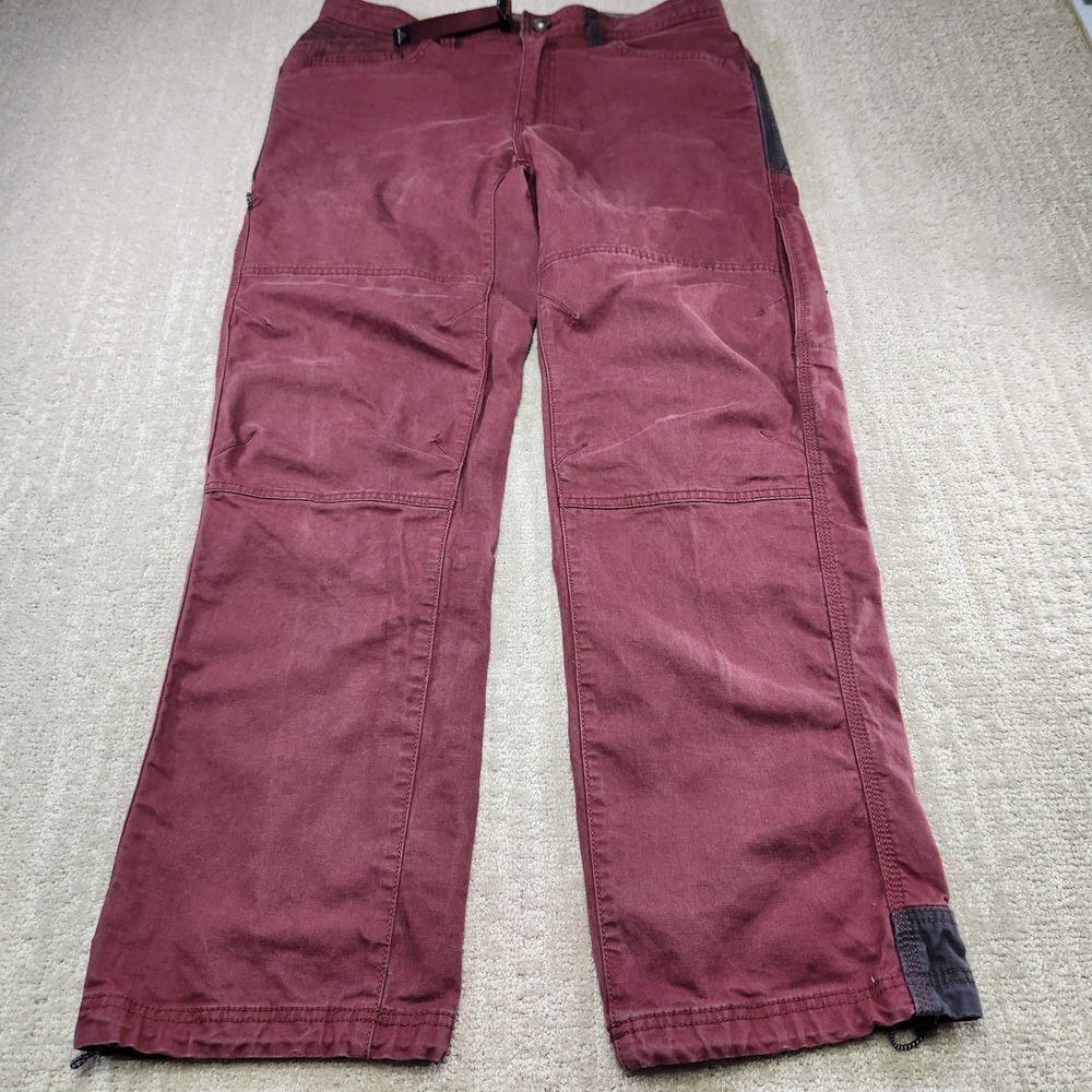 Prana Pants Men 34X32 Continuum Climbing Organic Cotton Double Knee Gorpcore Red
